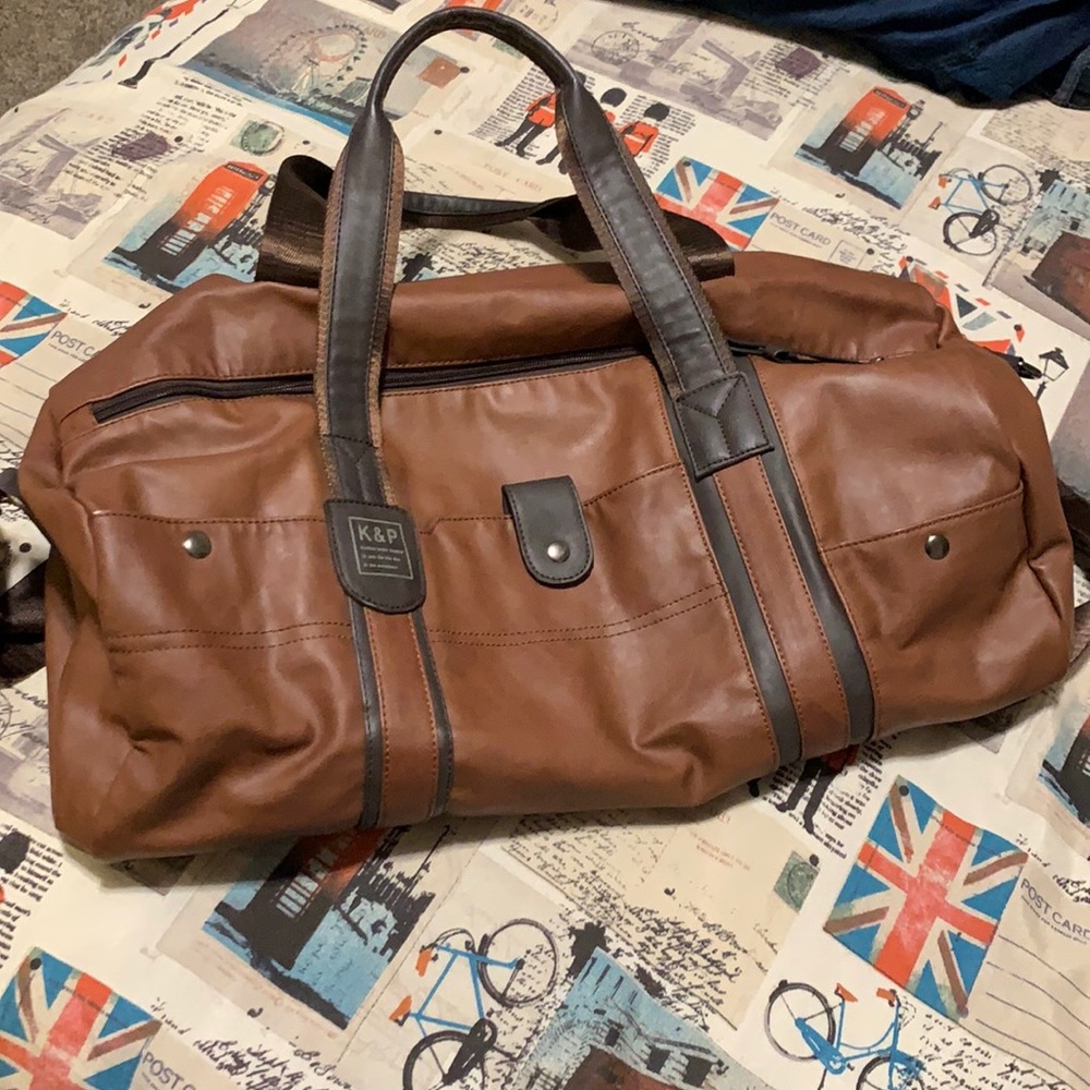 Brown overnight leather feel bag